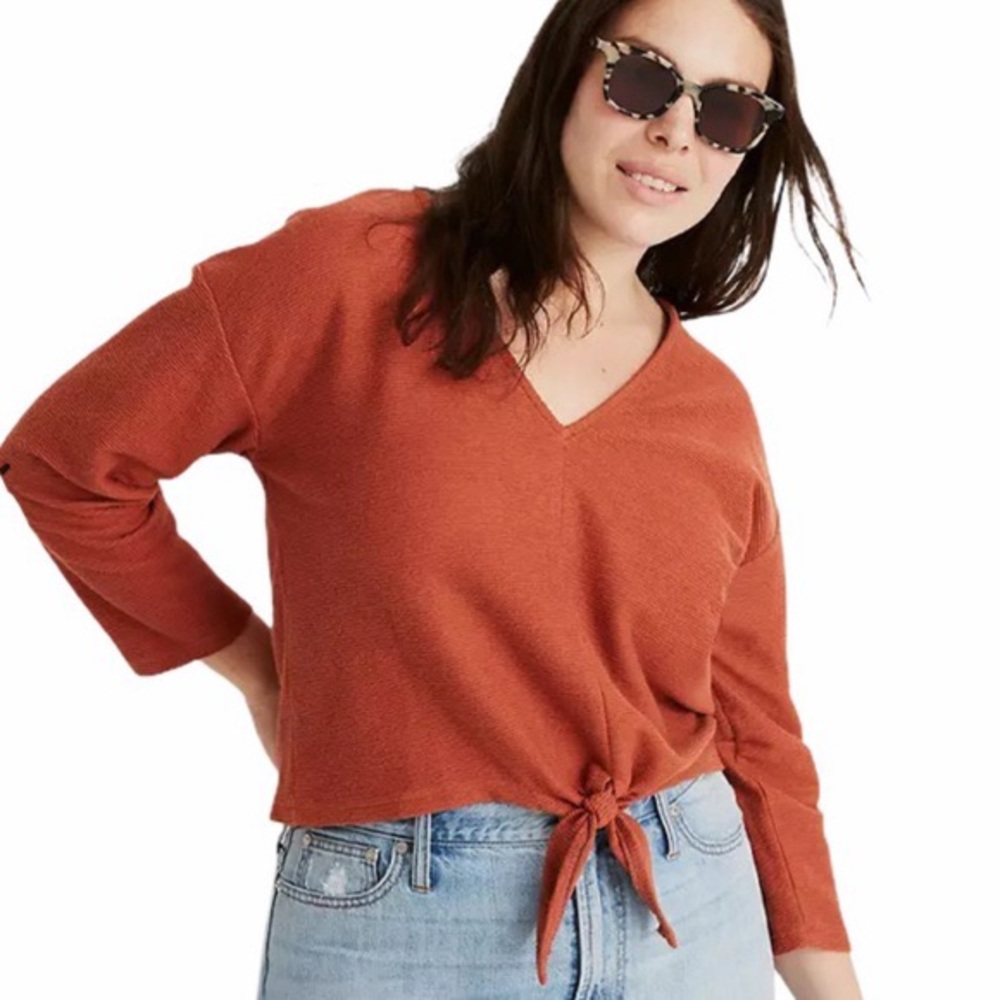 Madewell Tops | burnt orange tie-front